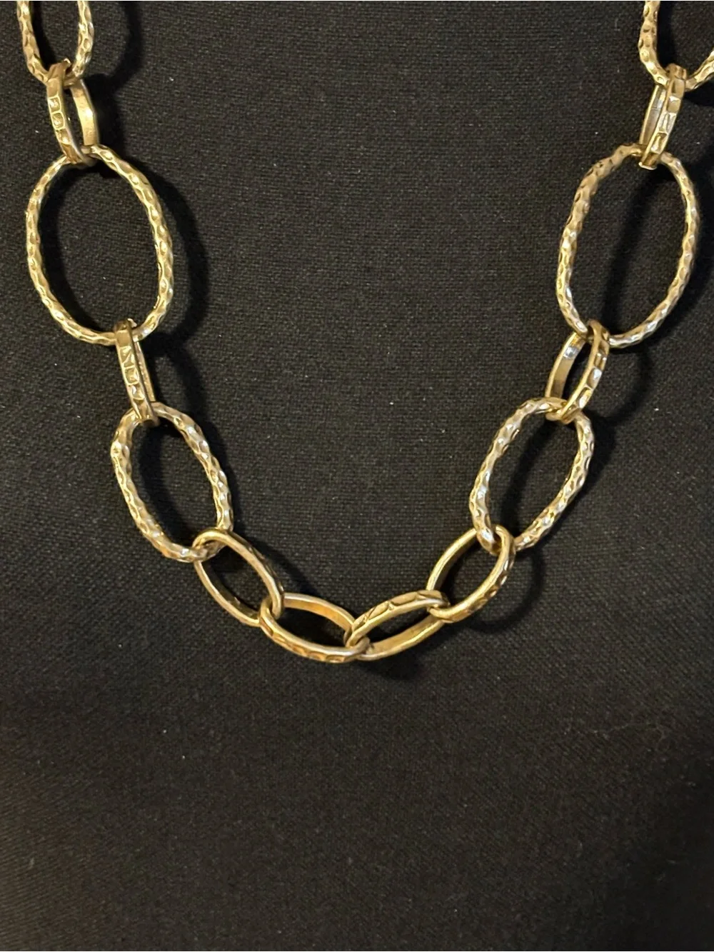 Dana Buchman Matte Gold Textured Link Necklace 29”+2”